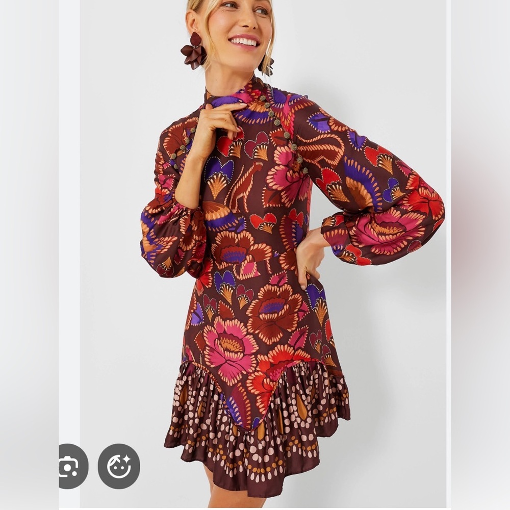 FARM Rio Bright Flora long Sleeve dress size L
